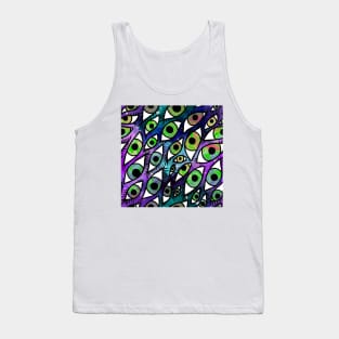 Trippy Galaxy Rainbow Swirl Eyes Purple and Green Tank Top